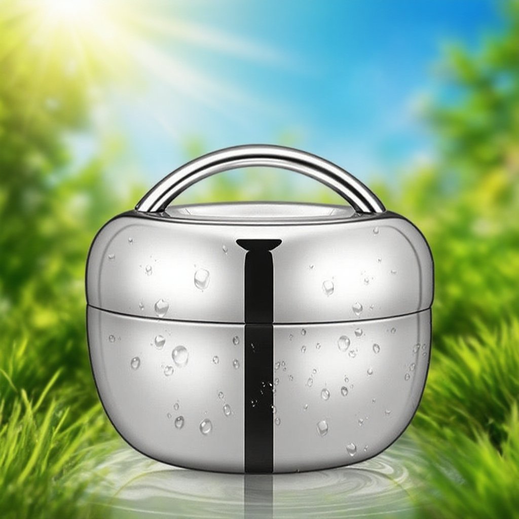 Stainless steel circular double-layer insulated lunch box