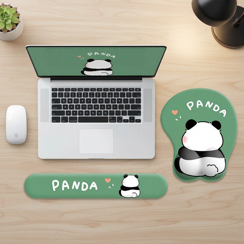 Cute Panda Butt Mouse Pad with Wrist Rest and Keyboard Wrist Support