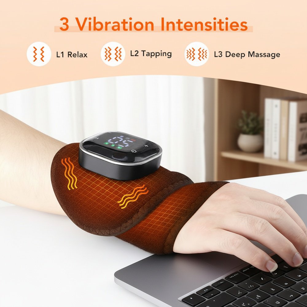 Therapeutic wristband with heating and vibration functions