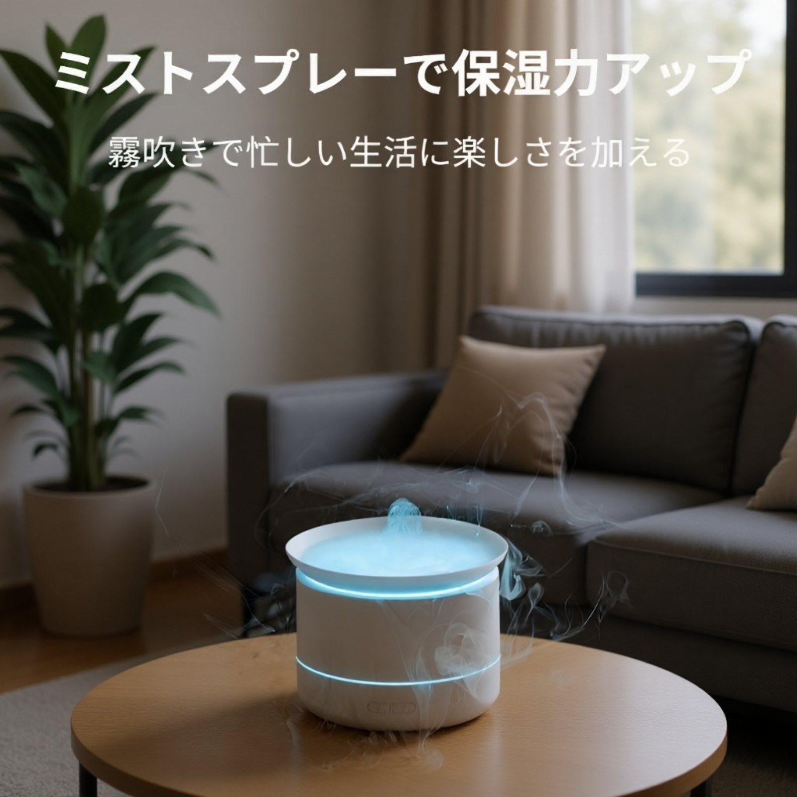 LEDライト搭載加湿器の使用シーン