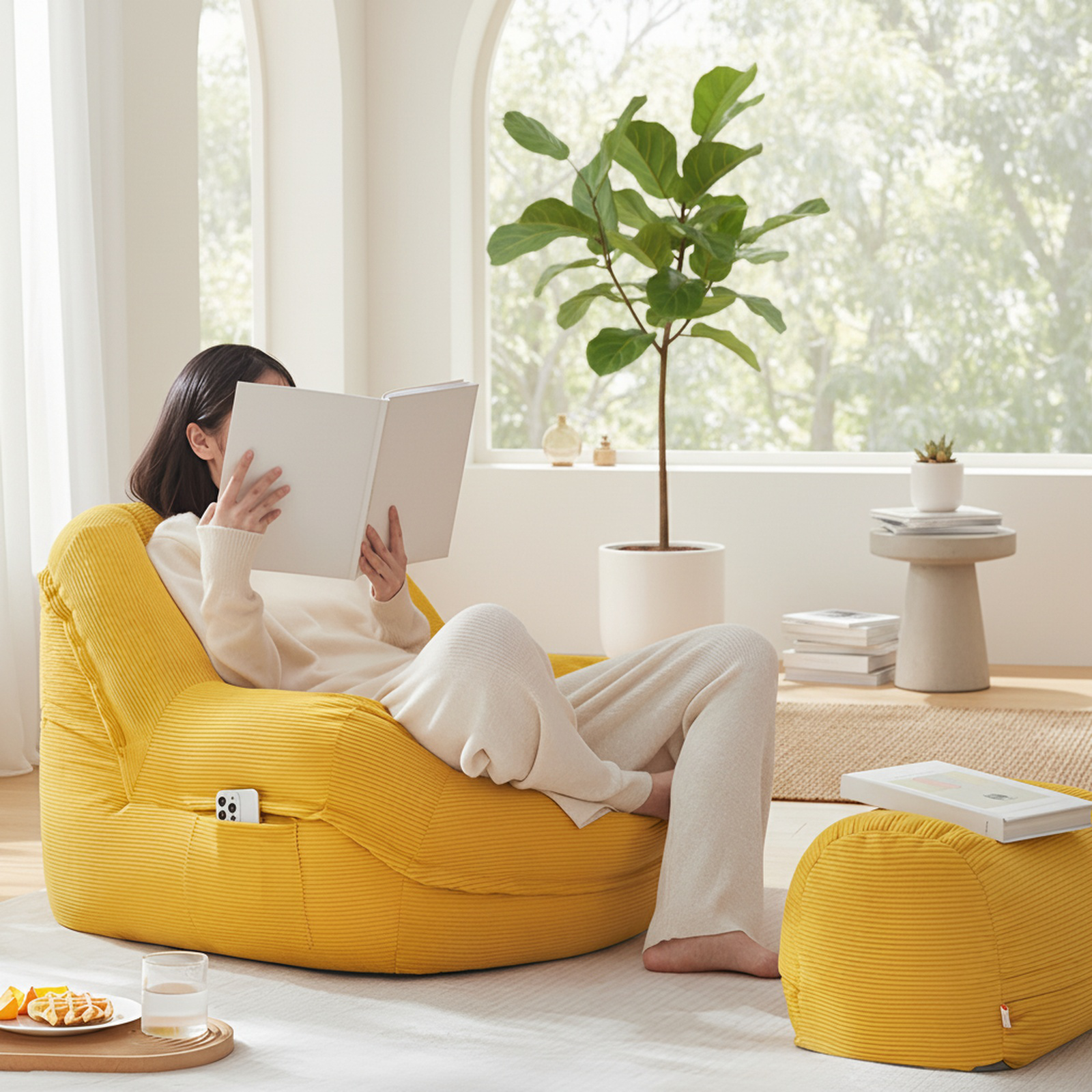 Tatami Relax-Sessel, Einzelner Sitzsack aus Stoff, geeignet für Schlafzimmer und Balkon
