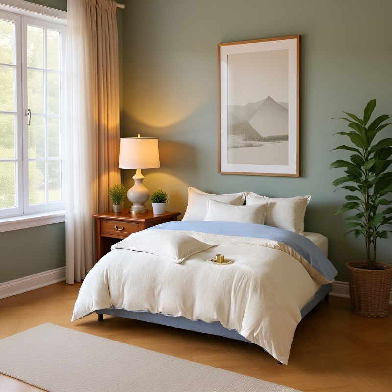 멜란지 4종 세트 겨울 침대 4종 세트 융털 이불 커버 플란넬 시트