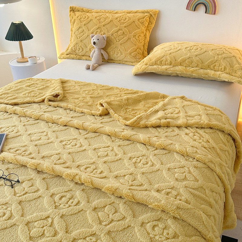 Samt Verdickte Korallenfleece Jacquard Decke Überwurfdecke
