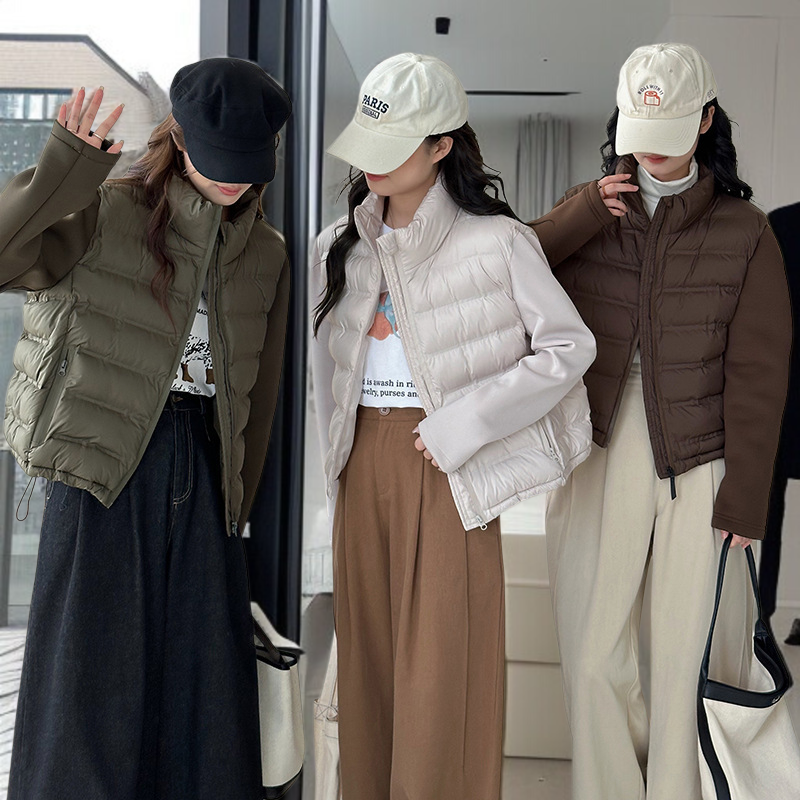 하이넥 디자인 여성 패딩 상의