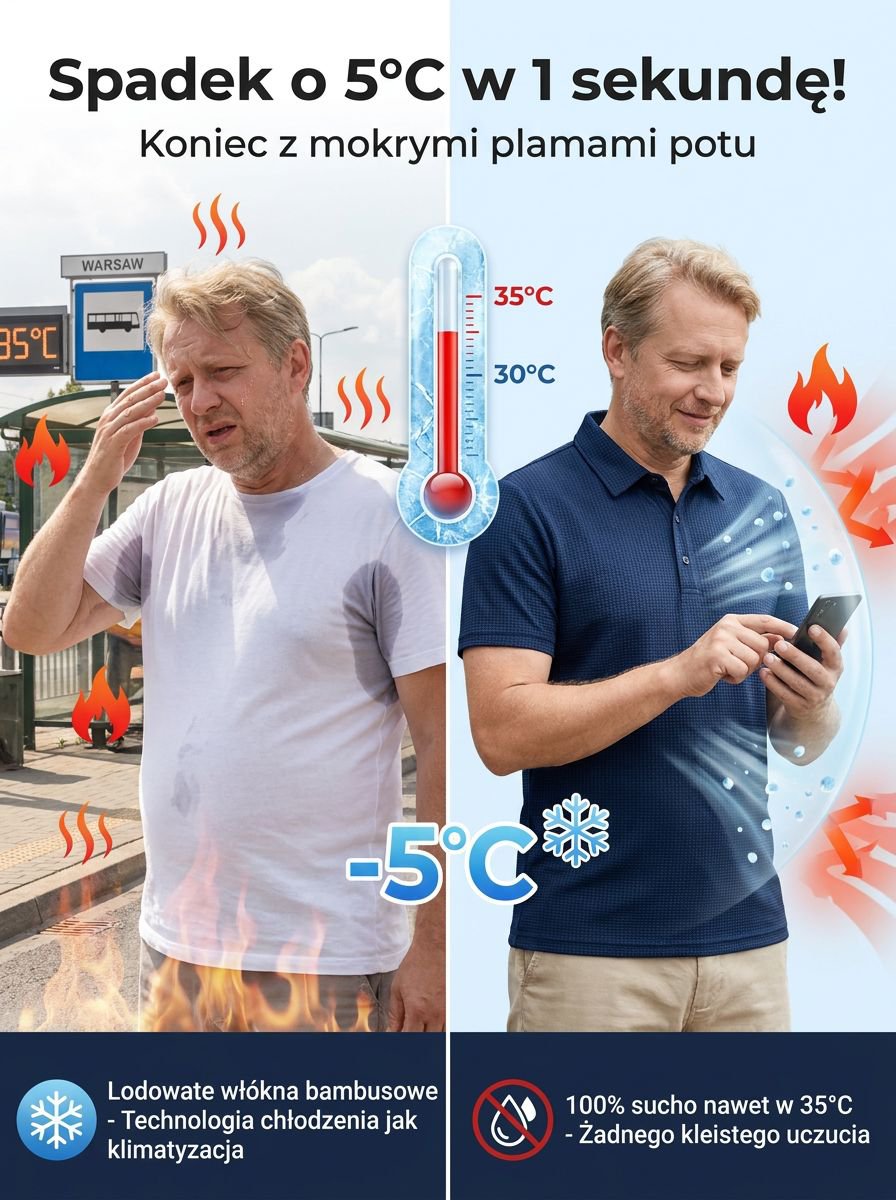 Męska koszulka z krótkim rękawem z bambusowego jedwabiu.
