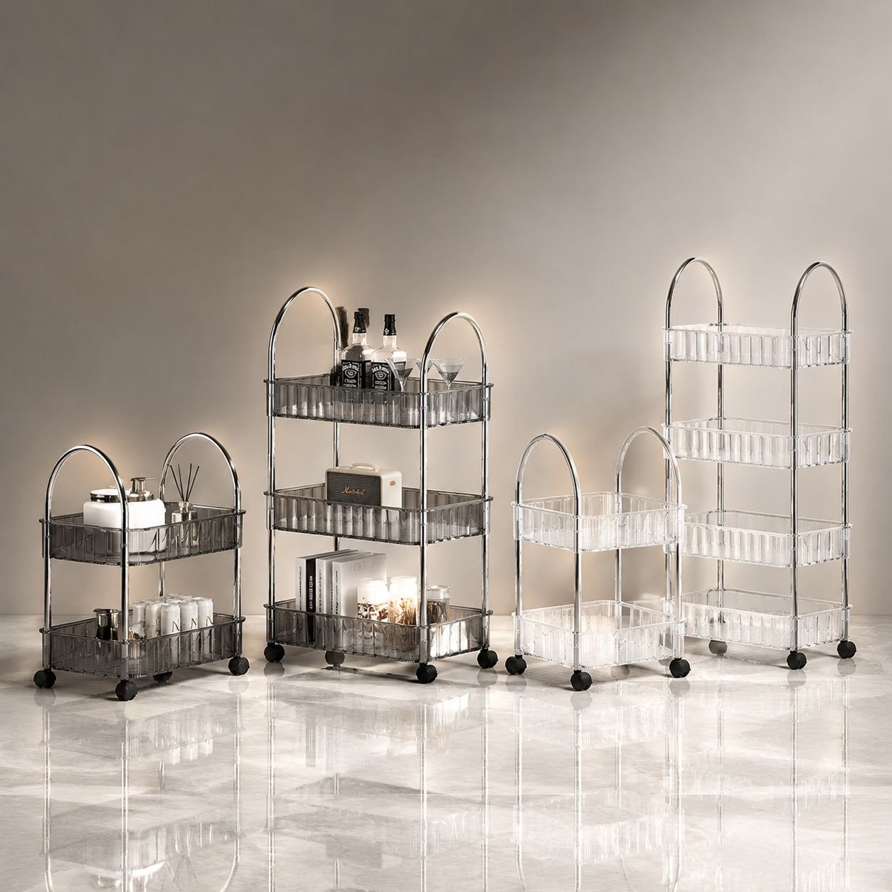 Kitchen Floor Removable Storage Trolley Organizer Shelf