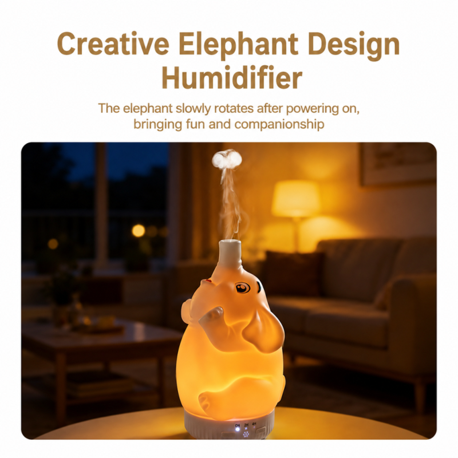 2026 New Rotating Elephant Aroma Diffuser with Seven-Color Lights, Jellyfish-Style Silent Mini Humid