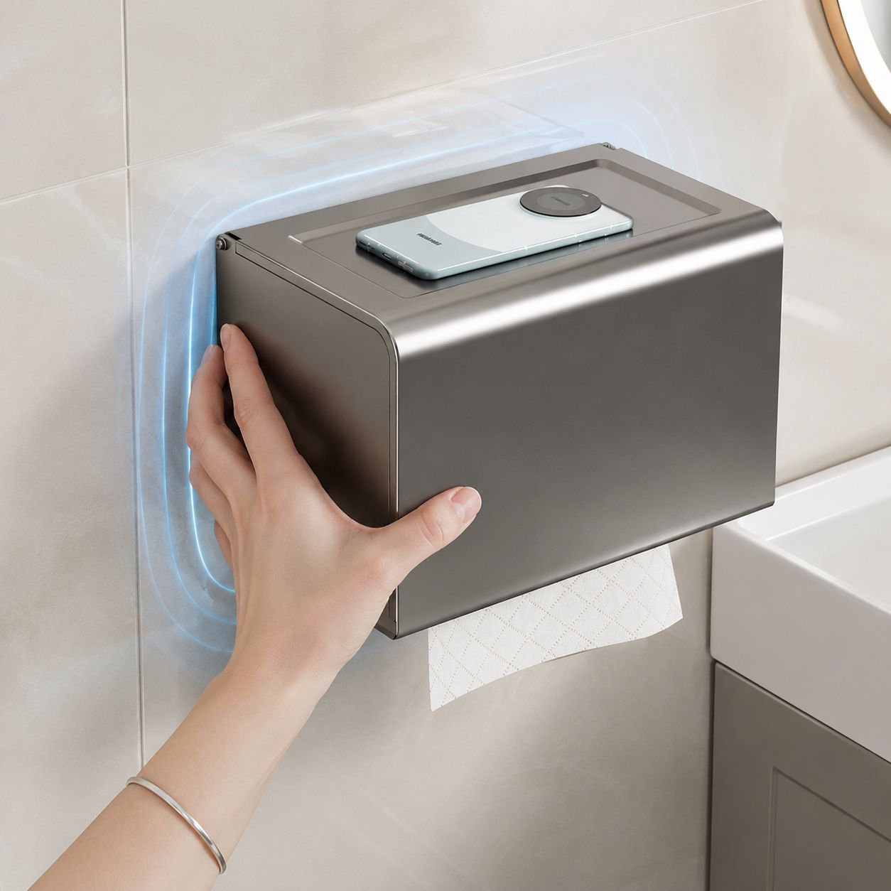 Boîte à papier toilette étanche, installation sans perçage, pour salle de bain
