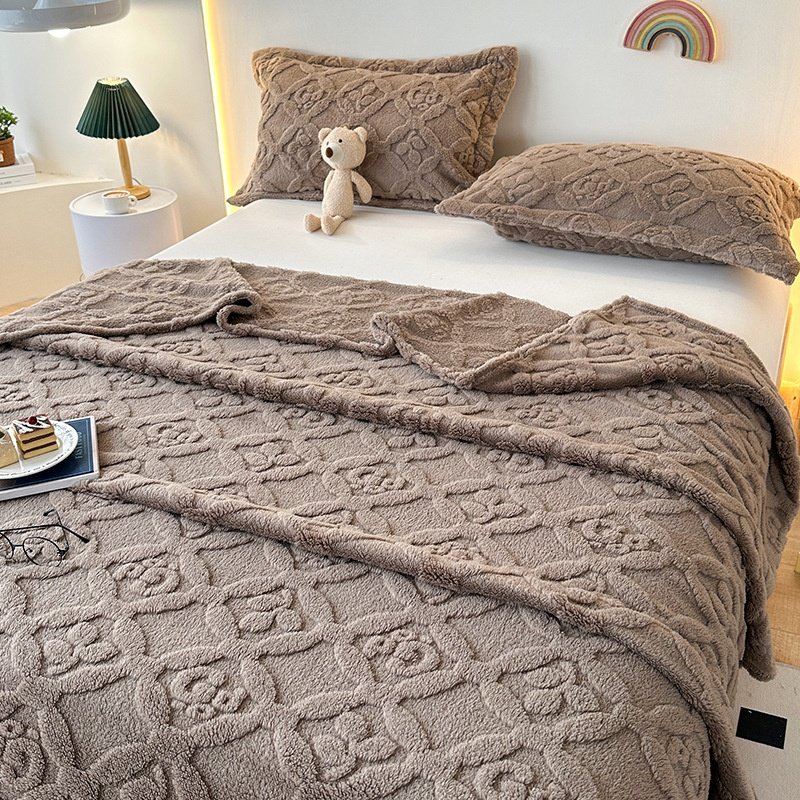 Samt Verdickte Korallenfleece Jacquard Decke Überwurfdecke
