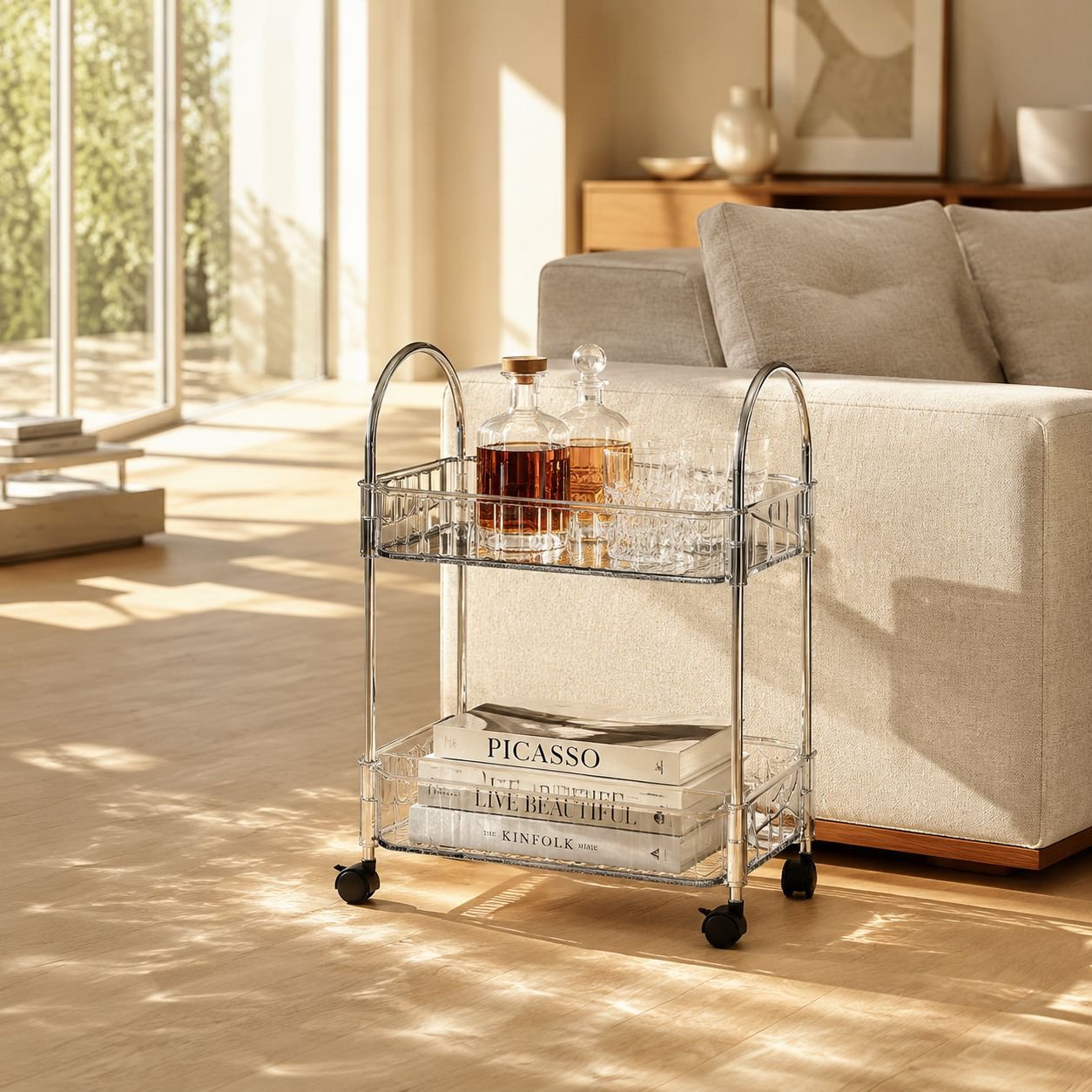 Kitchen Floor Removable Storage Trolley Organizer Shelf