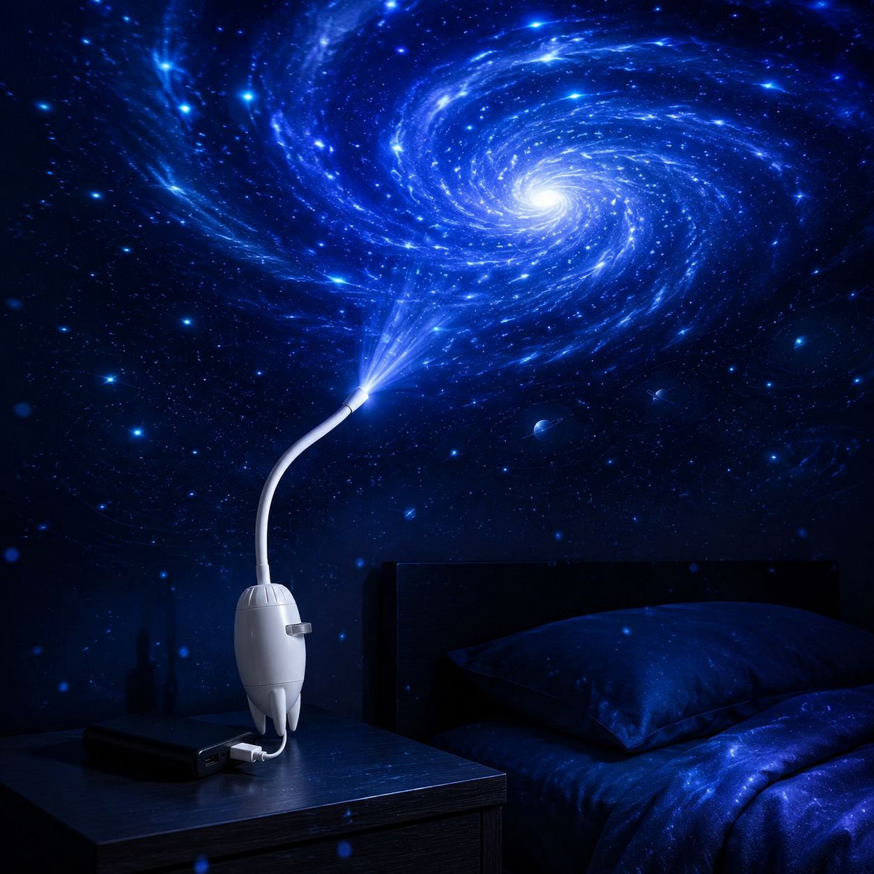 星空プロジェクターナイトライト、銀河、星空、土星の環、ブラックホール装飾カーライト、USB寝室アンビエントライト