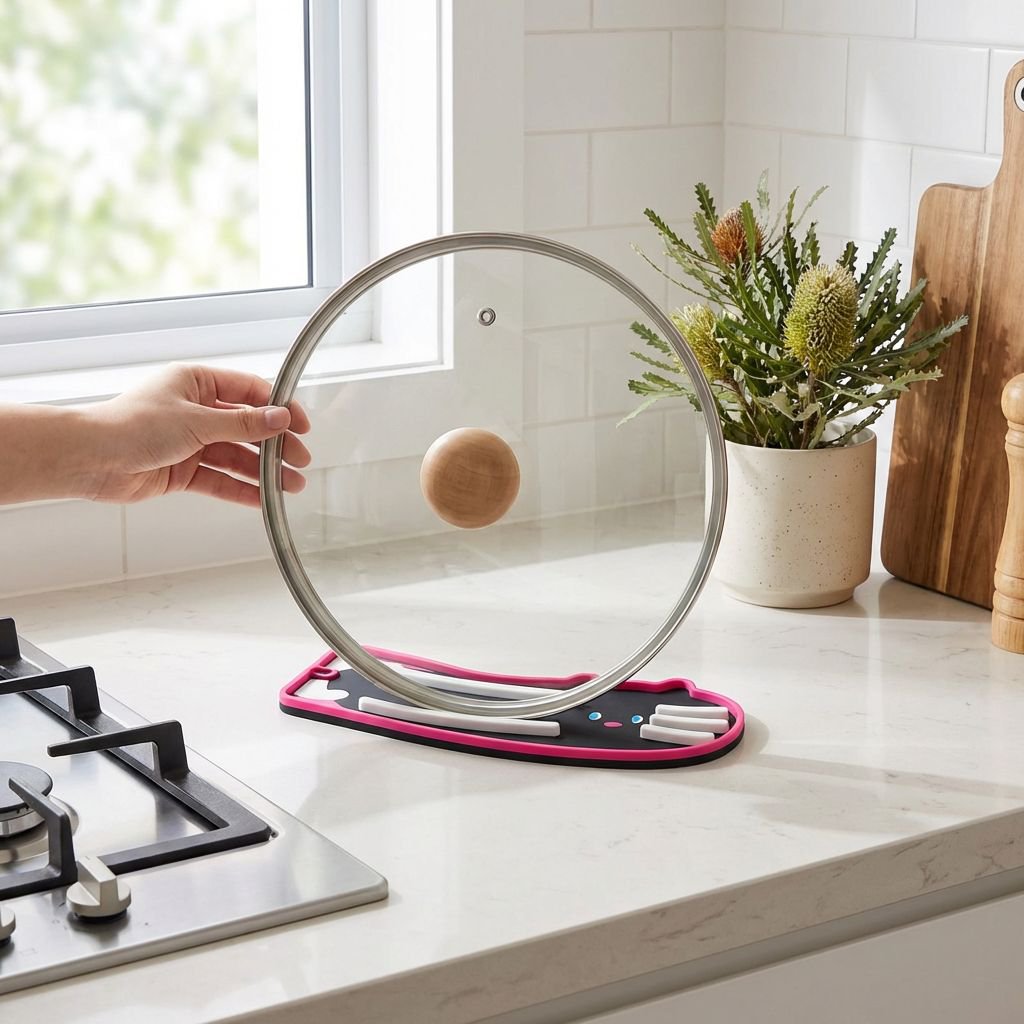 귀엽고 미끄럼 방지 기능이 있는 실리콘 냄비 뚜껑 매트