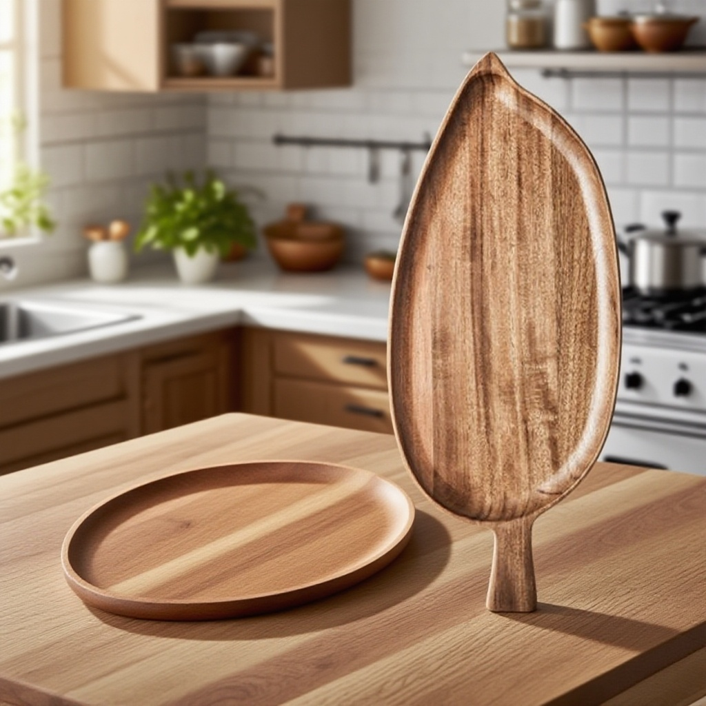 용모가 높은 작은 물고기 모양 나무 식판