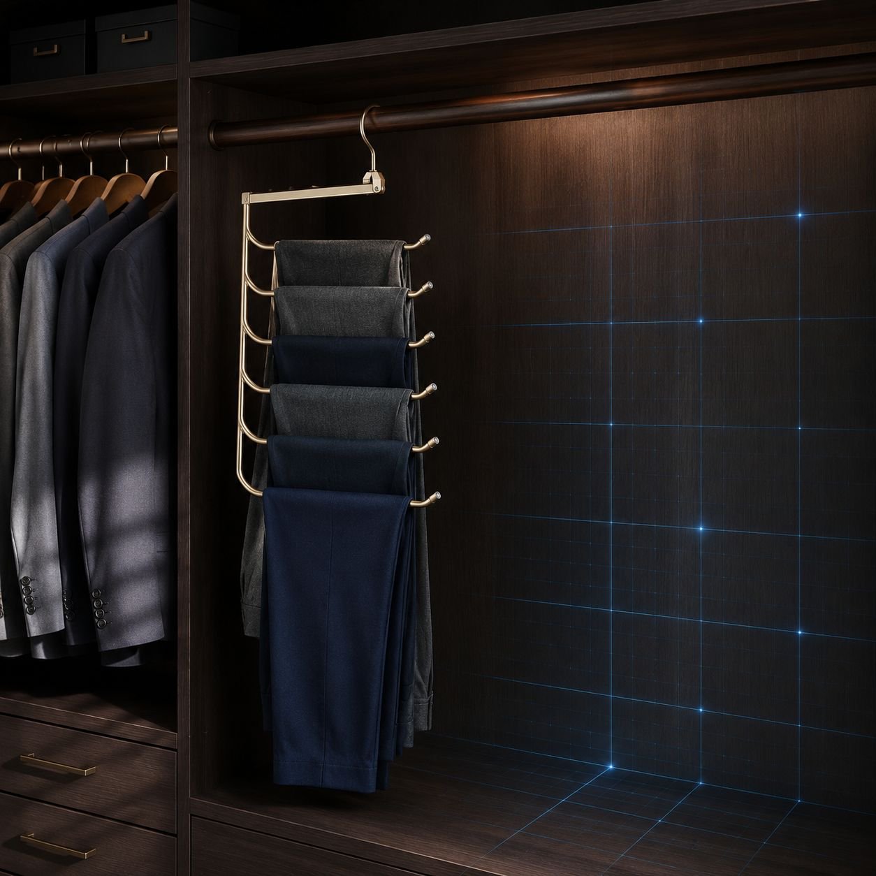 Space Aluminum Multifunctional Magic Pants Rack