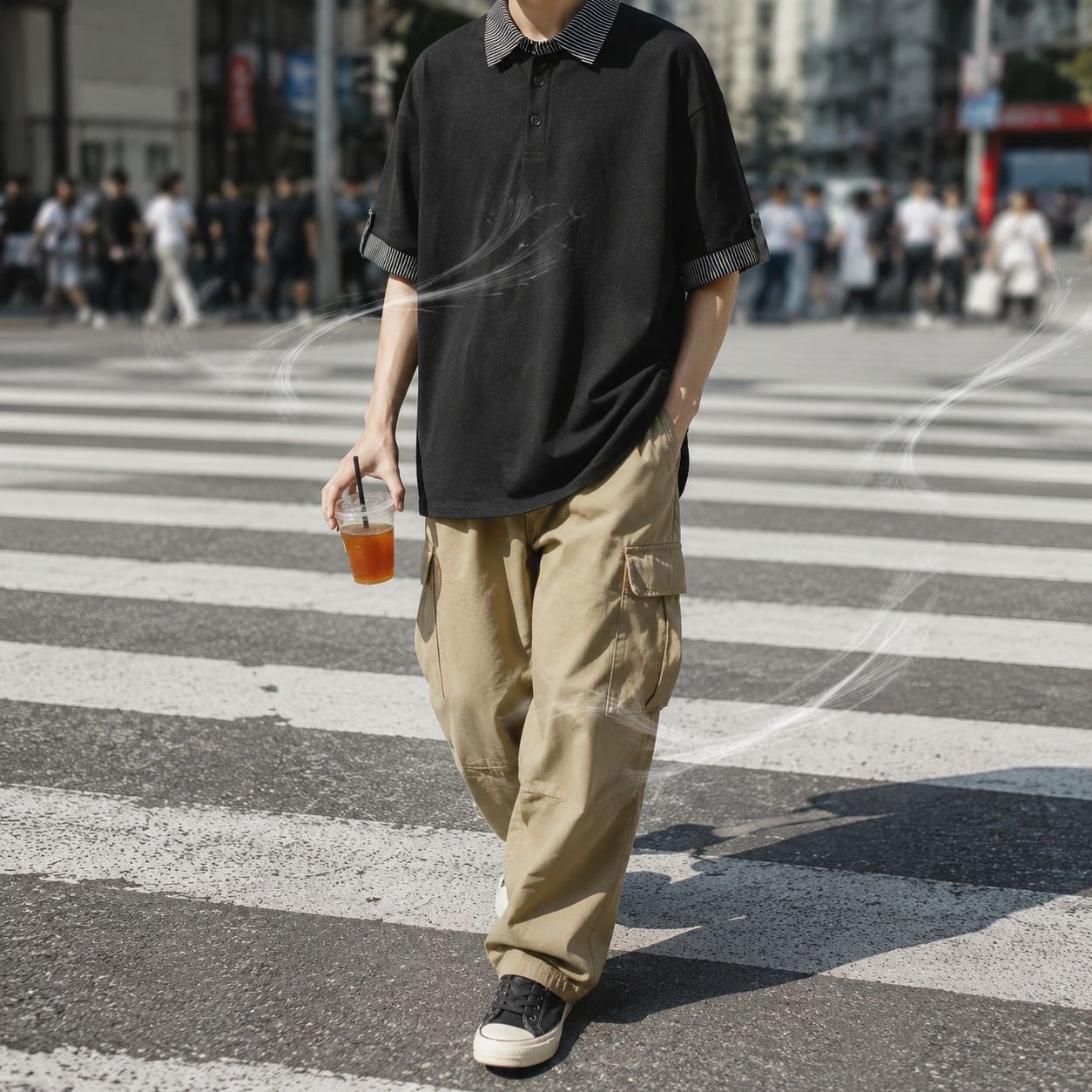 ユニセックスオーバーサイズシャツ後ろ姿