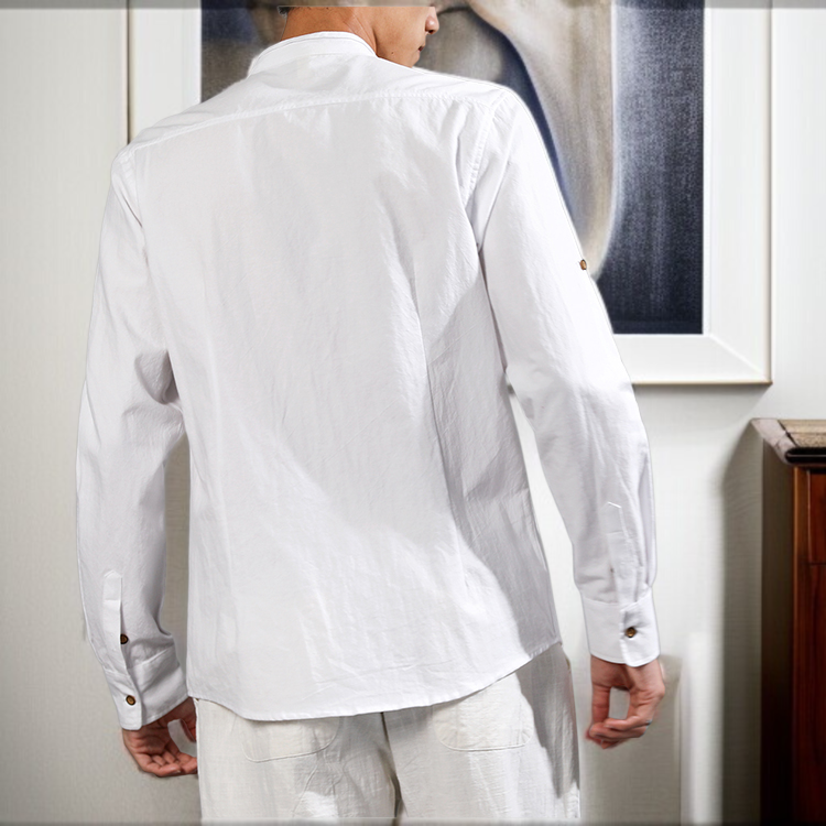 가을 겨울 스타일 남성 린넨 셔츠