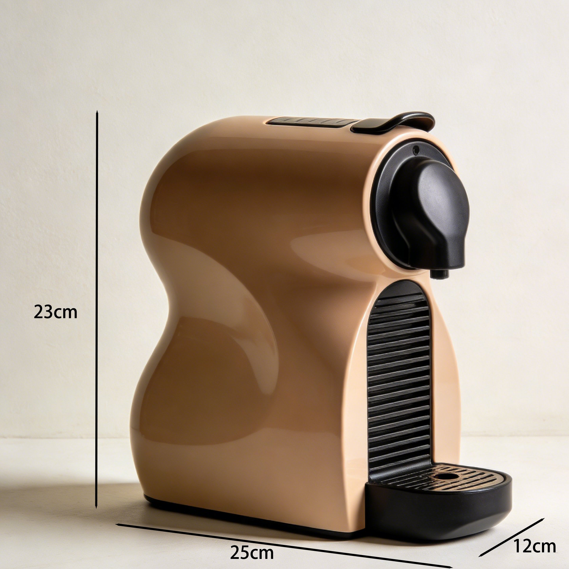 Compact espresso maker in milk coffee color