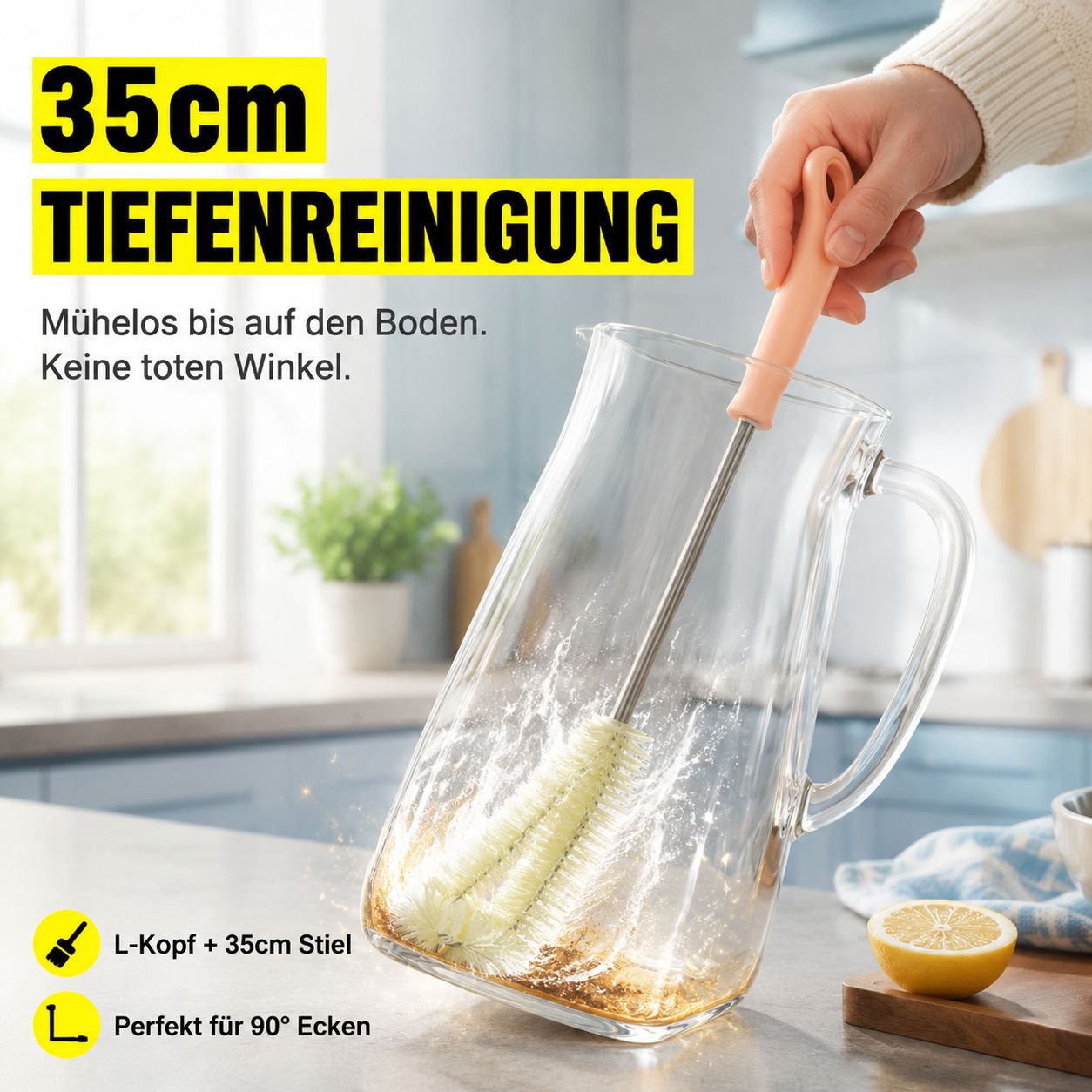Kabelloser Reiniger mit austauschbaren Bürstenköpfen, geeignet für Küche und Bad