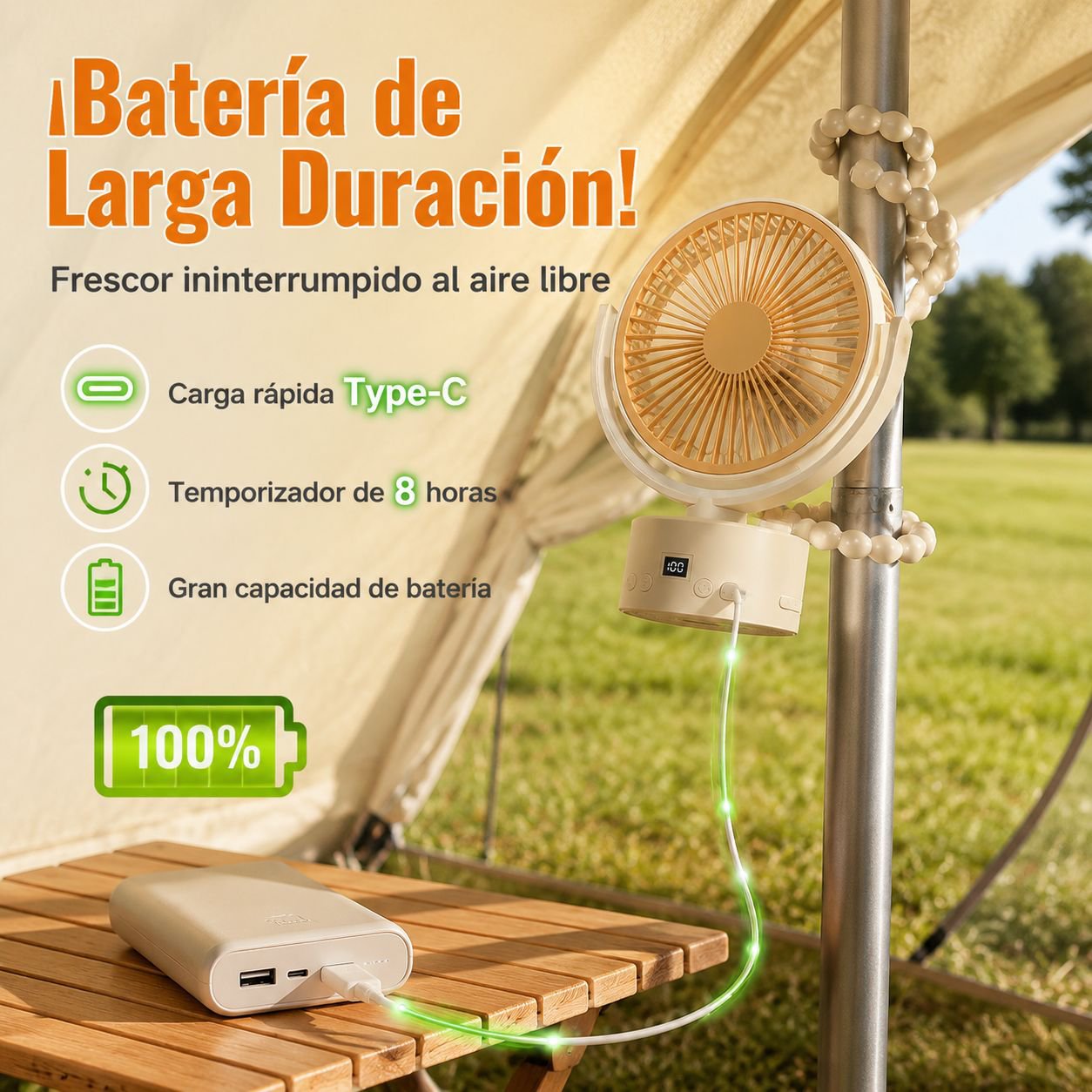 silencioso, oscilante, recargable por USB para el hogar