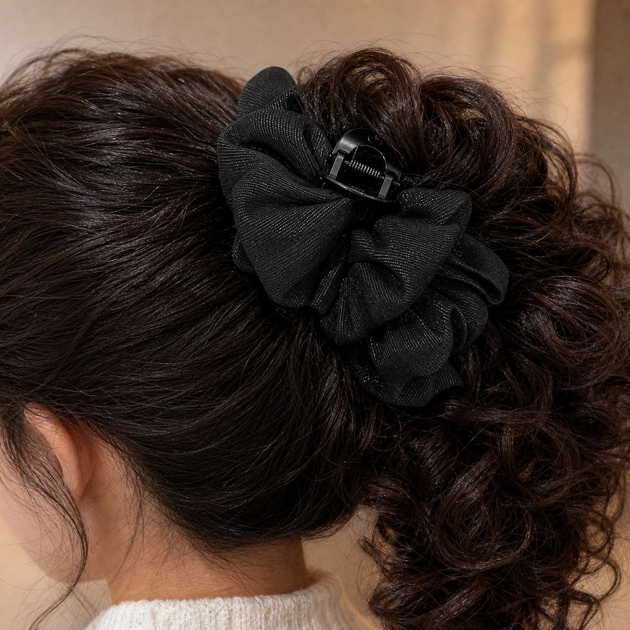 プリンセス風水玉模様のバブルヘアクリップ、女性用後頭部アップスタイル用、リボン付きヘアアクセサリー、クロークリップ、シャーククリップヘアクリップ