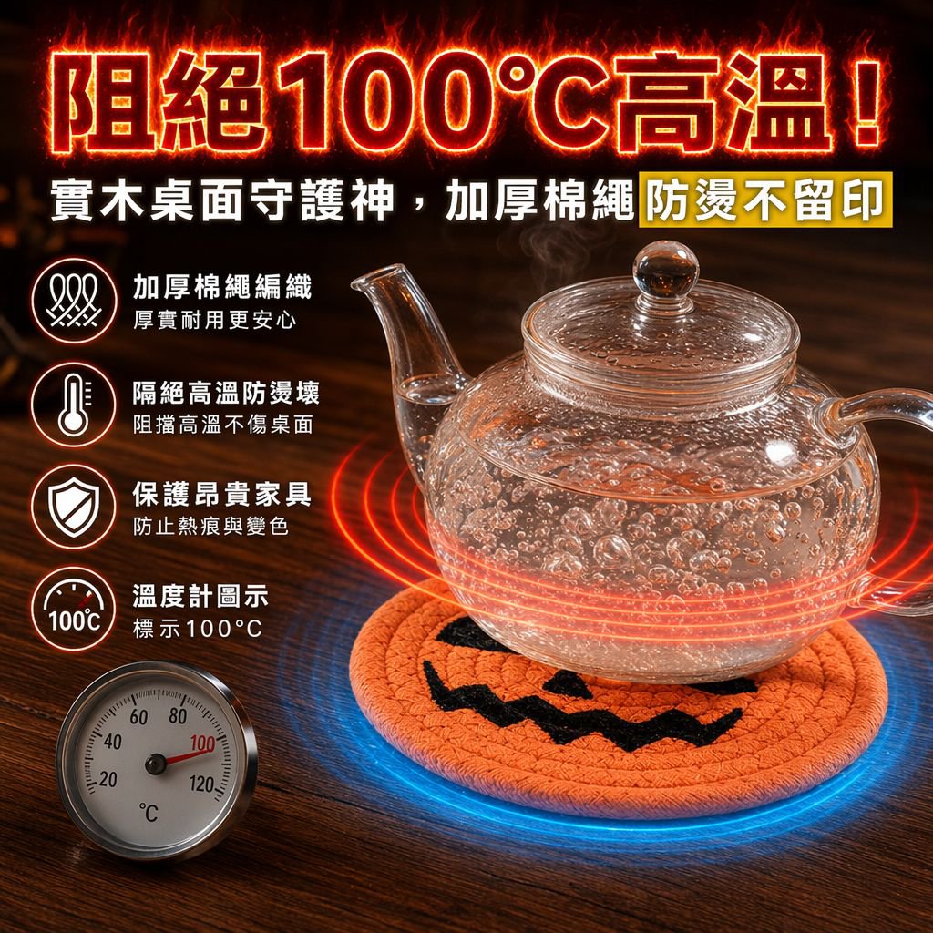 南瓜造型棉繩編織隔熱杯墊桌面裝飾