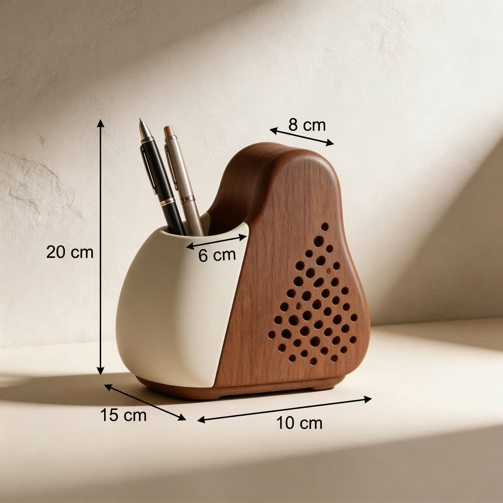 Solid wood pen organizer with multiple storage slots