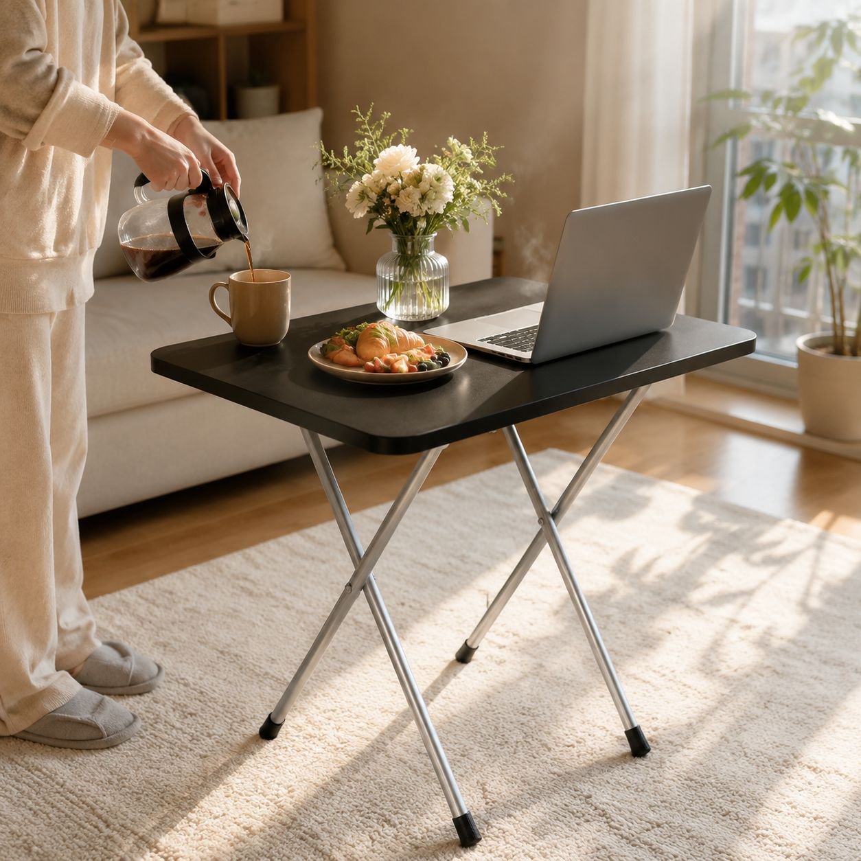 Tragbarer Klapptisch für kleine Wohnungen, Lerntisch, Esstisch, Haushalt und Wohnheim