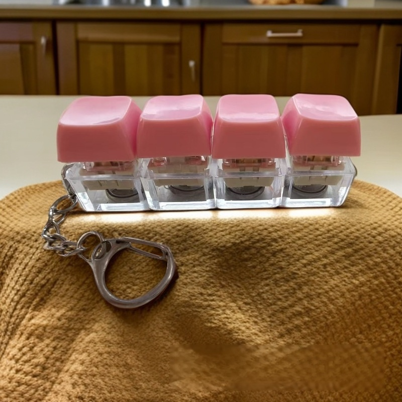 七色に光る4連ボタンストレス解消キーホルダー