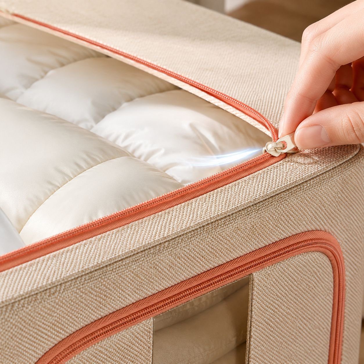 Foldable cotton linen storage box for easy space saving