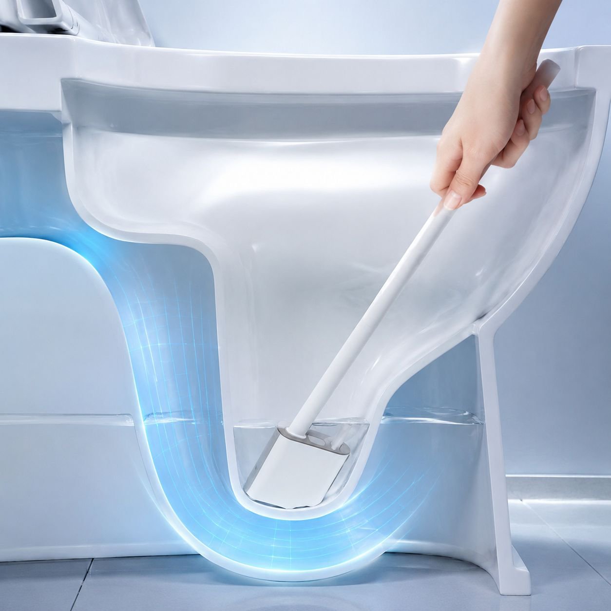 Space-saving wall mounted toilet brush holder