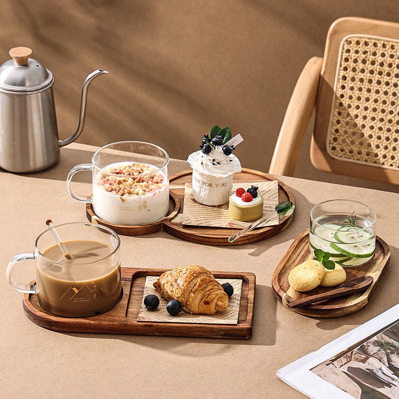 Wooden Tray Water Cup Set