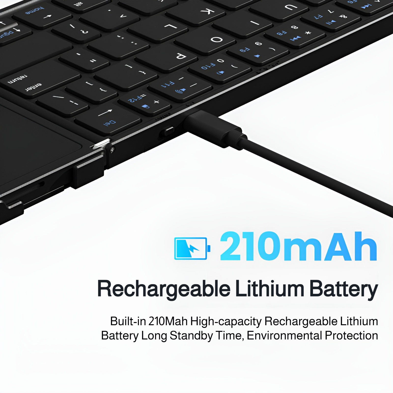 Teclado Bluetooth plegable doble con touchpad, conectable a laptop, tablet y móvil