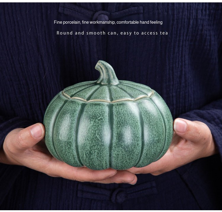 Ceramic pumpkin jar with lid for keeping snacks neatly stored