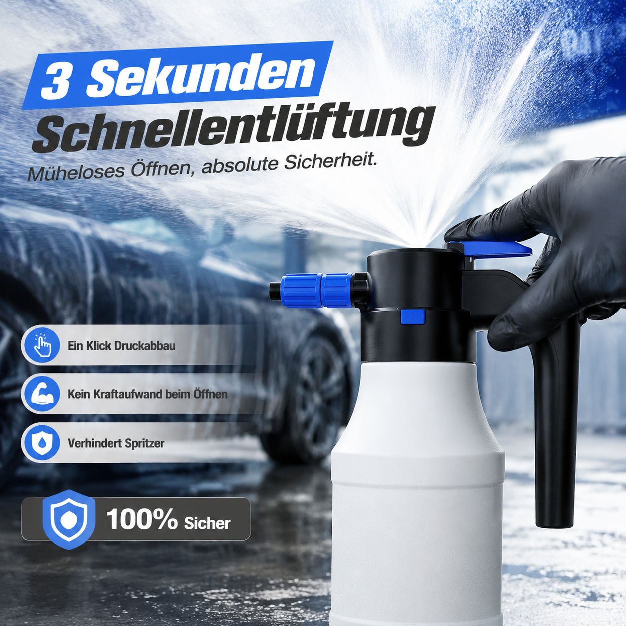 Tragbarer kabelloser Smart-Schaumsprüher, geeignet für Autowäsche und Garten