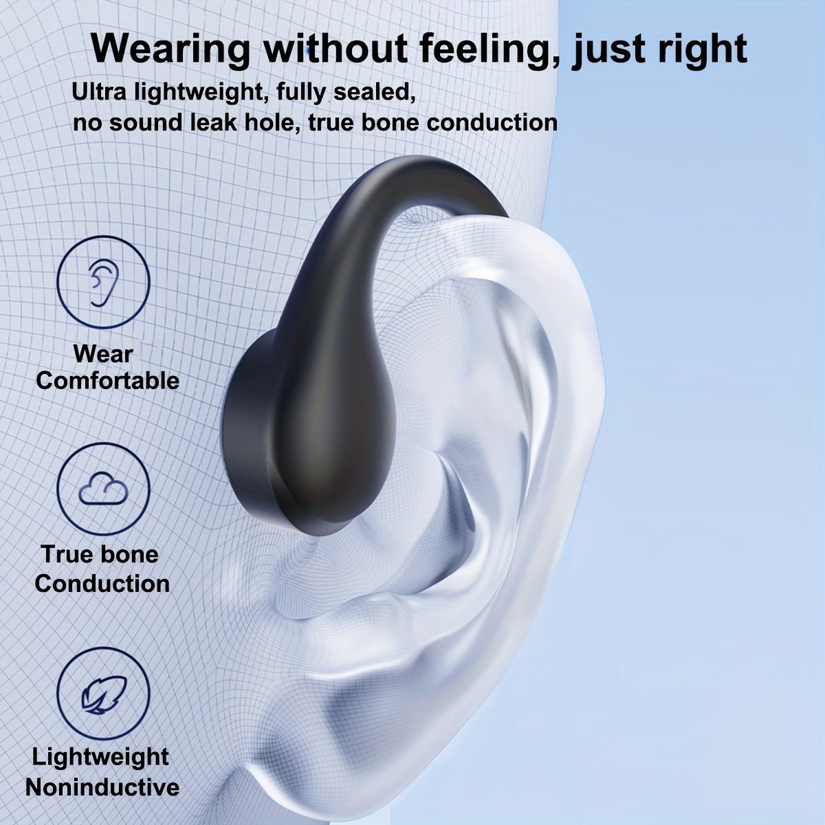 Auriculares inalámbricos de conducción ósea, diseño abierto, sensor dual