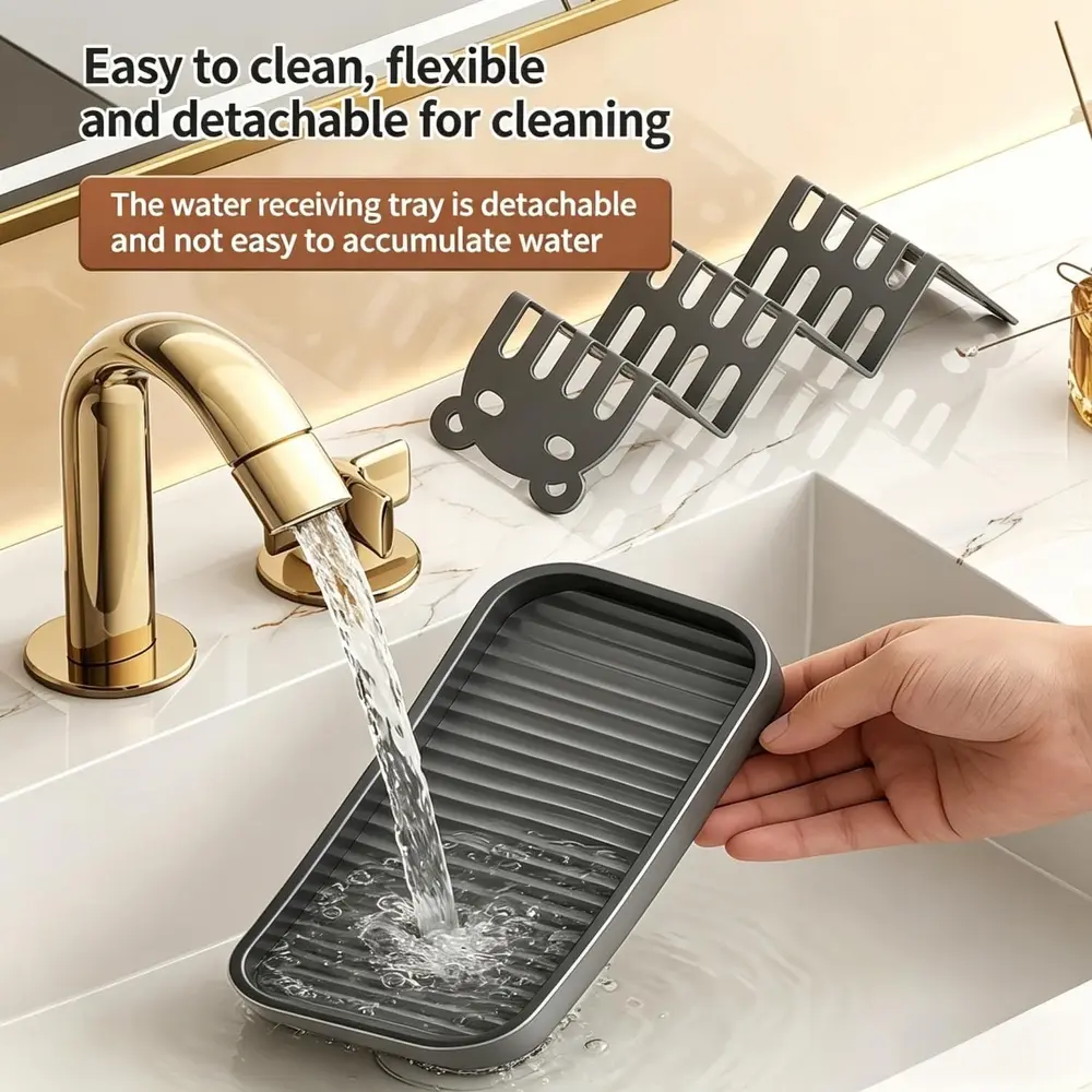 Household stainless steel W-shaped soap dish organizer for home bathroom, drainer tray, soap holder