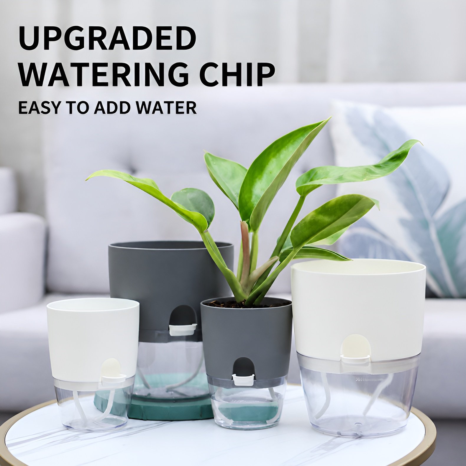 Self-Watering Lazy Flower Pot - Automatic Water Supply at the Bottom, Transparent Water Tank, Wa