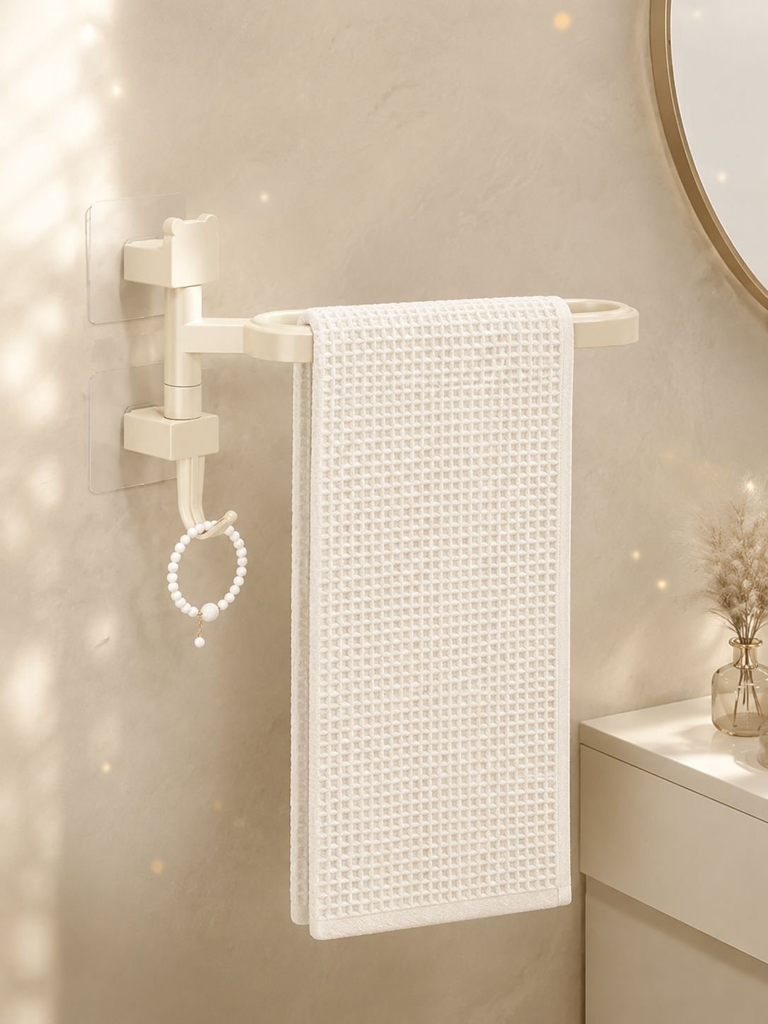 Rotating towel rack with durable waterproof design