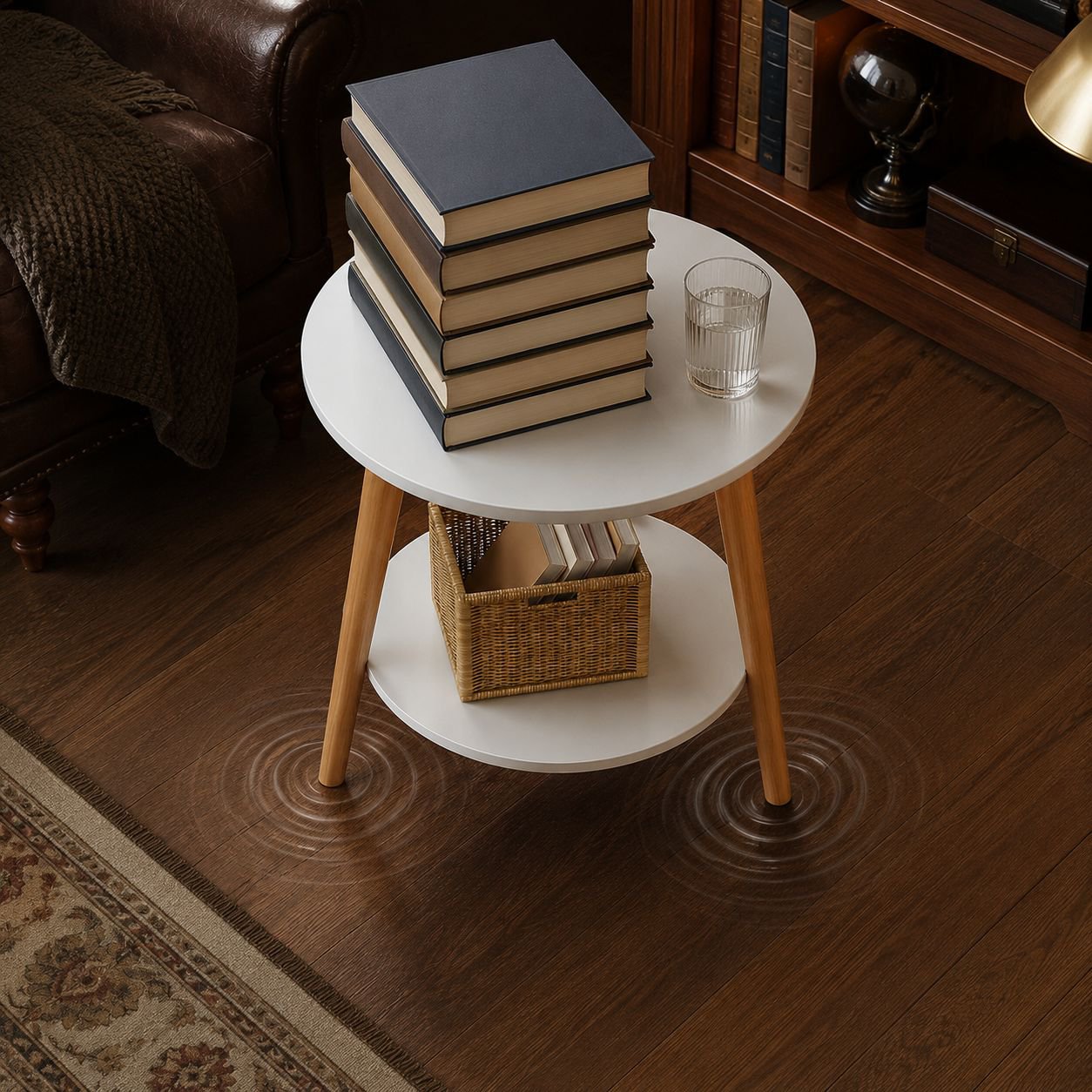 Home Small Bedside Table Modern Style Storage Table with Solid Wood Legs