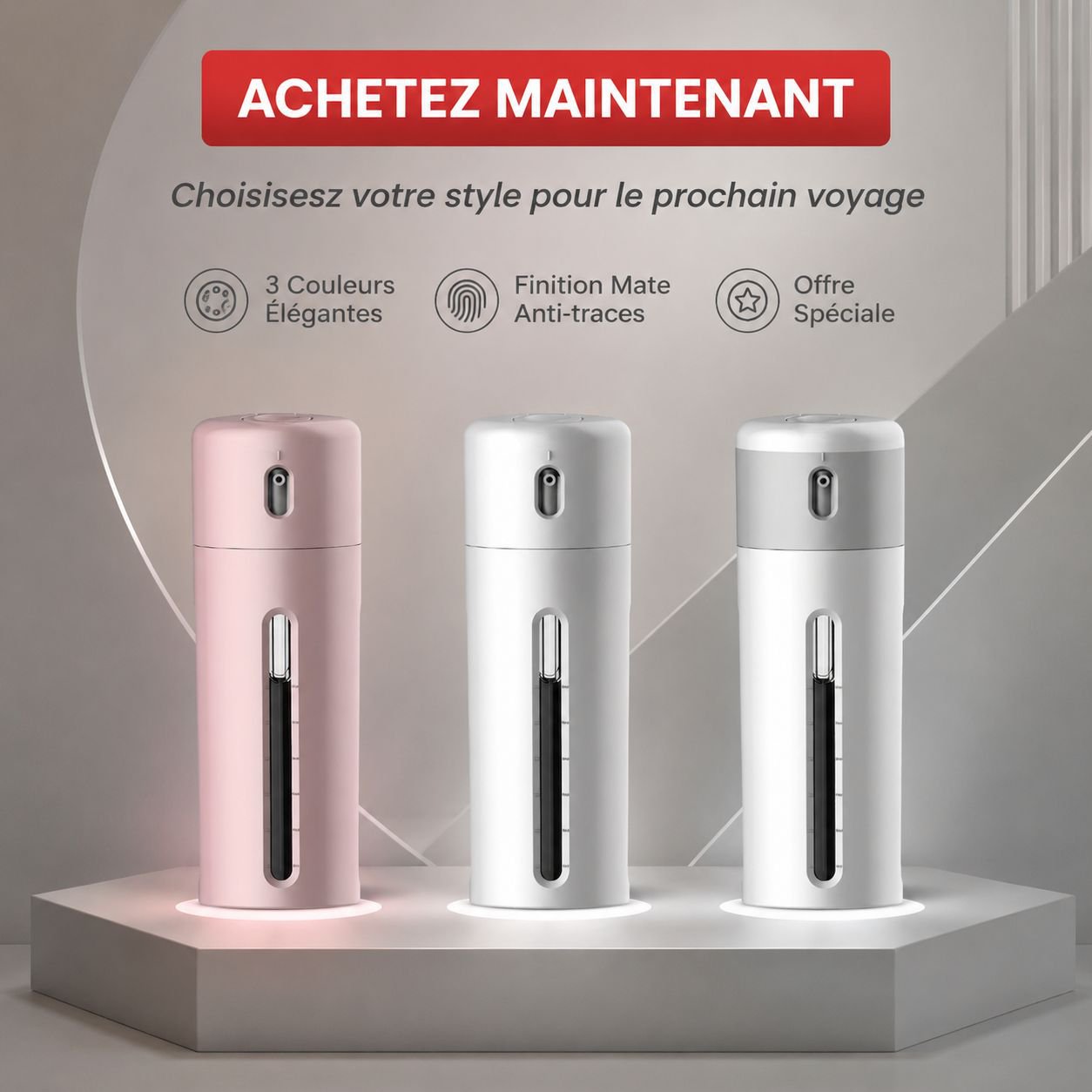 Set de 4 flacons doseurs à pompe pour soins, compatibles bagage cabine