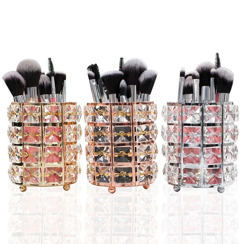 Hot sale crystal pen holder round desktop storage makeup brush holder makeup brush storage pen holde