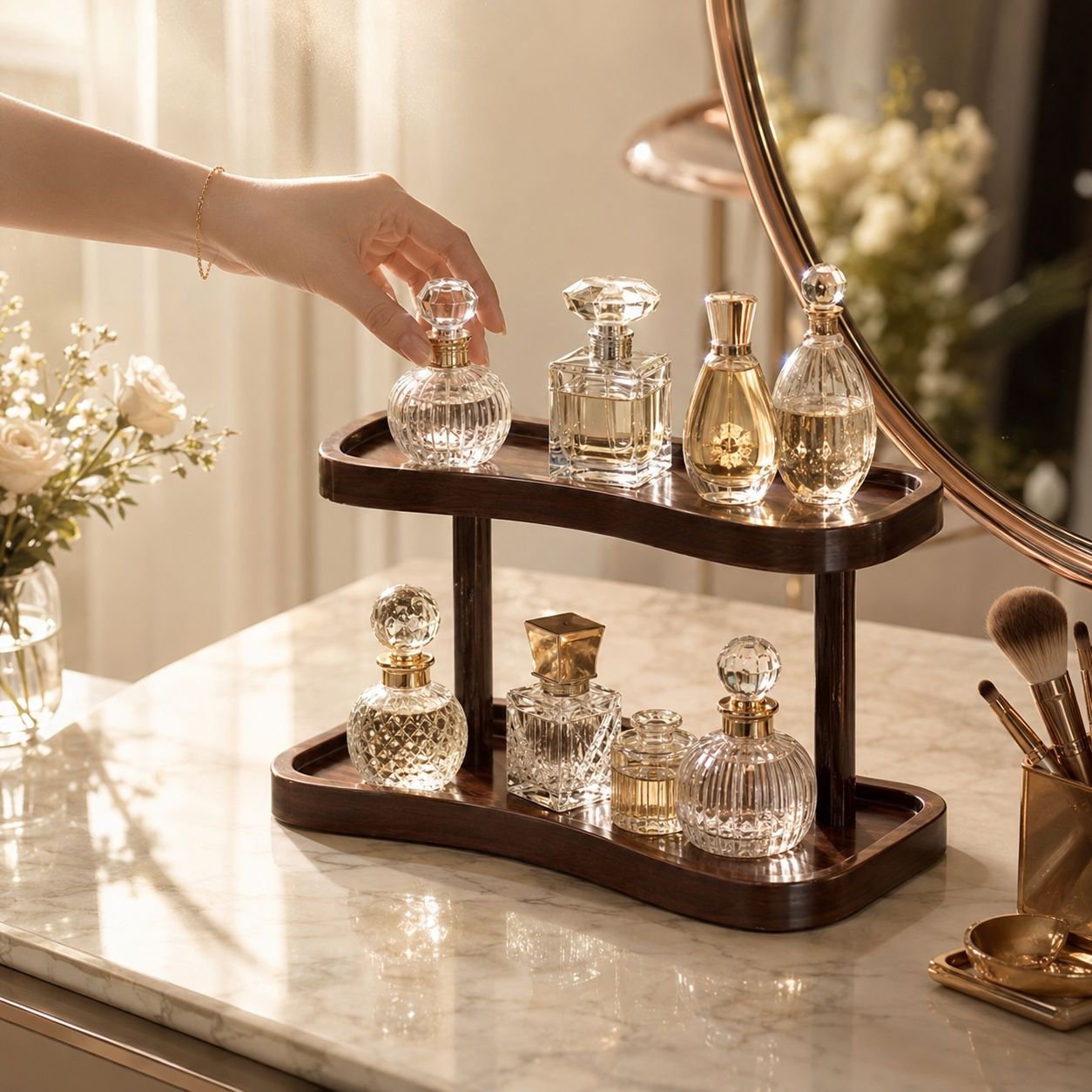 Multifunctional Ladder Desktop Organizer Rack for Perfume Jewelry Cosmetics