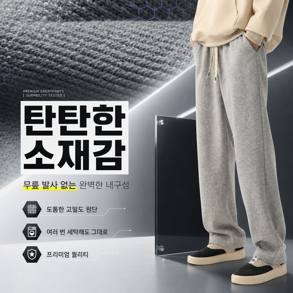 남성용 루즈핏 스트레이트 밴딩 스포츠 캐주얼 팬츠