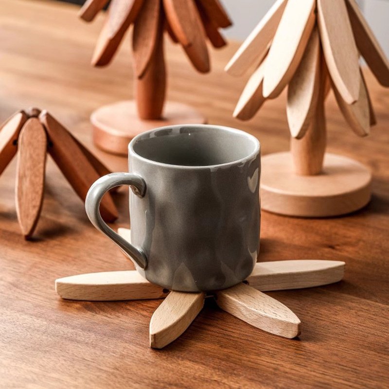 Beech wood ornaments insulation pad creative table mat anti-scalding high temperature resistant pot 