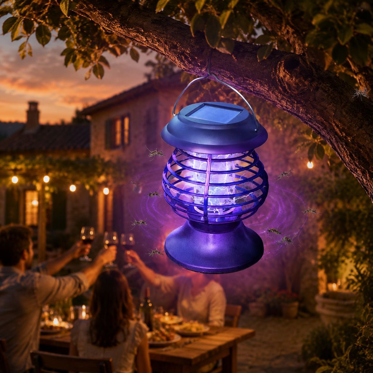 Tragbare solarbetriebene Garten-Mückenlampe, hängbare Außenleuchte