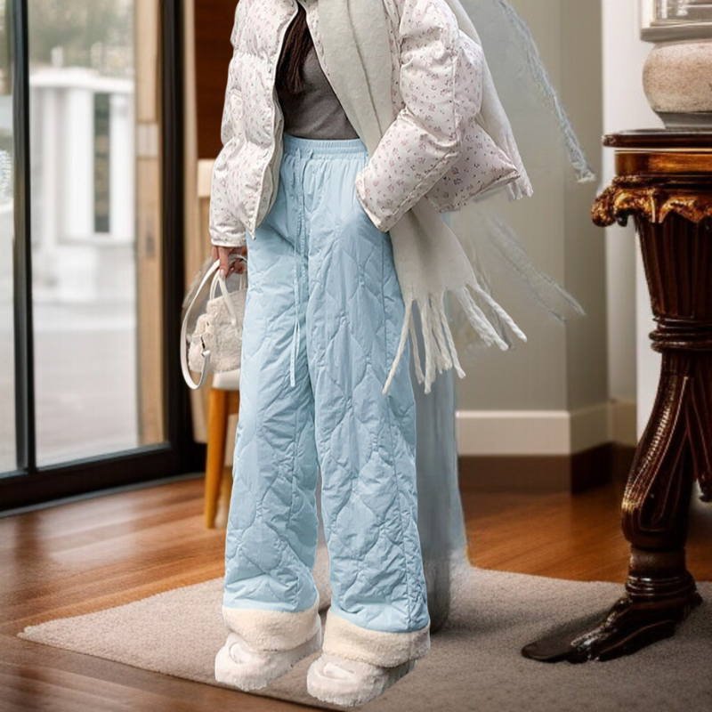 핑크 기모 도톰 일자 면 팬츠 오리지널 퀄리티 여성 잠금 온도 패딩 팬츠