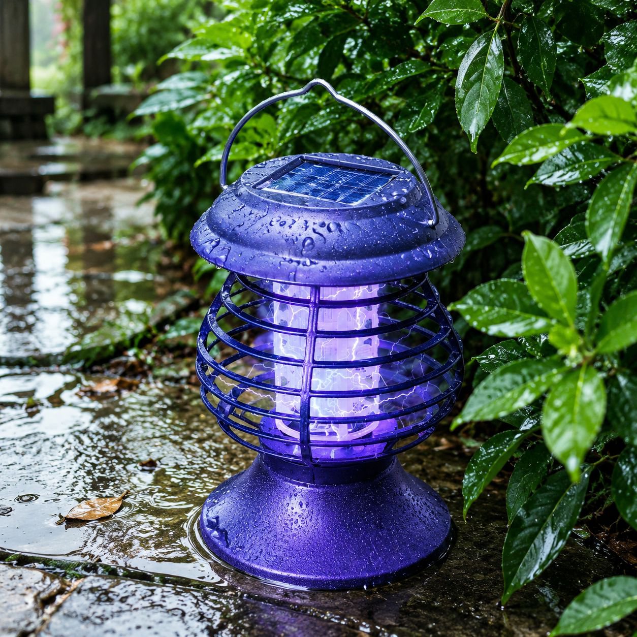 Solarbetriebene Mückenlampe mit Aufhängevorrichtung