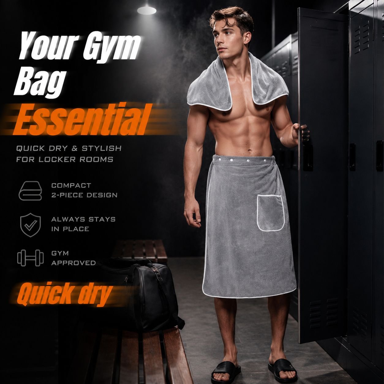 Thick buttoned bath towel set of 2, unisex, highly absorbent lint-free bathrobe
