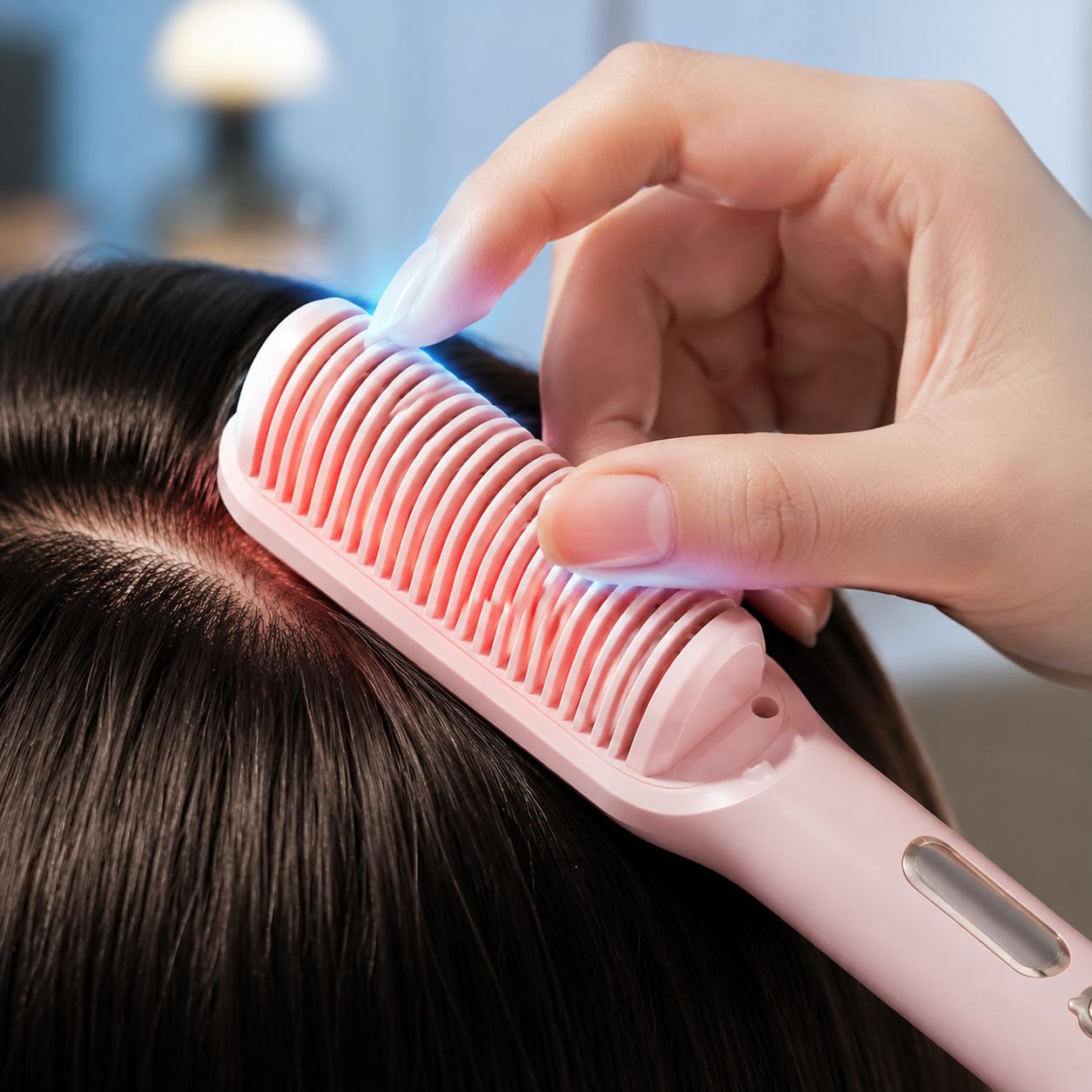新しいLCDコームは、髪を傷めない、面倒くさがり屋にも優しいマイナスイオン電気ヘアアイロンコームで、カールとストレートの両方に使用できます。
