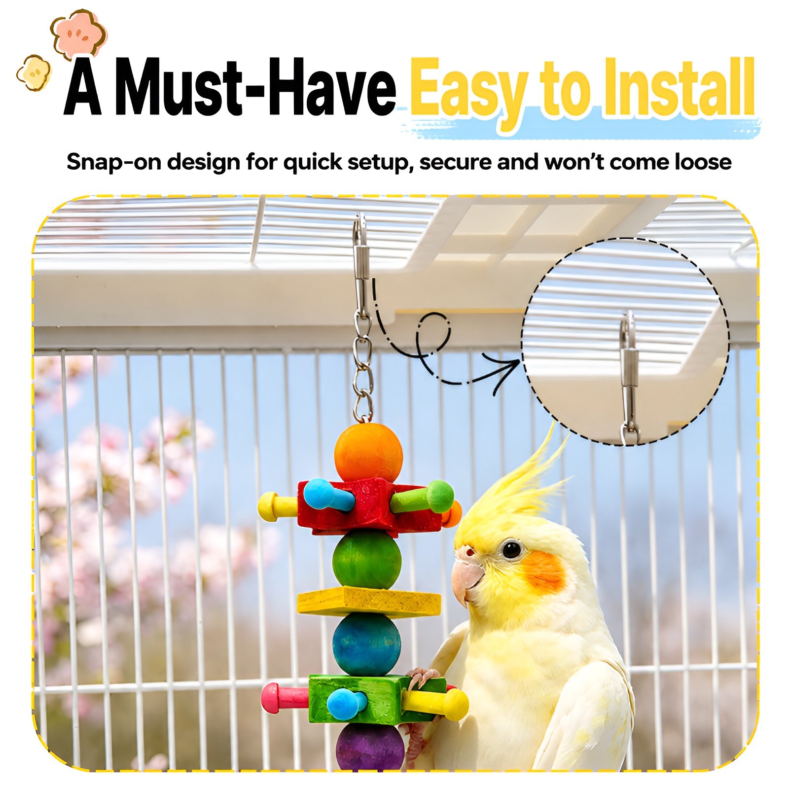 Parrot Colorful Chewing Toy Stand, Cockatiel Tiger Skin Peony Educational Toy, Claw Sharpening and B